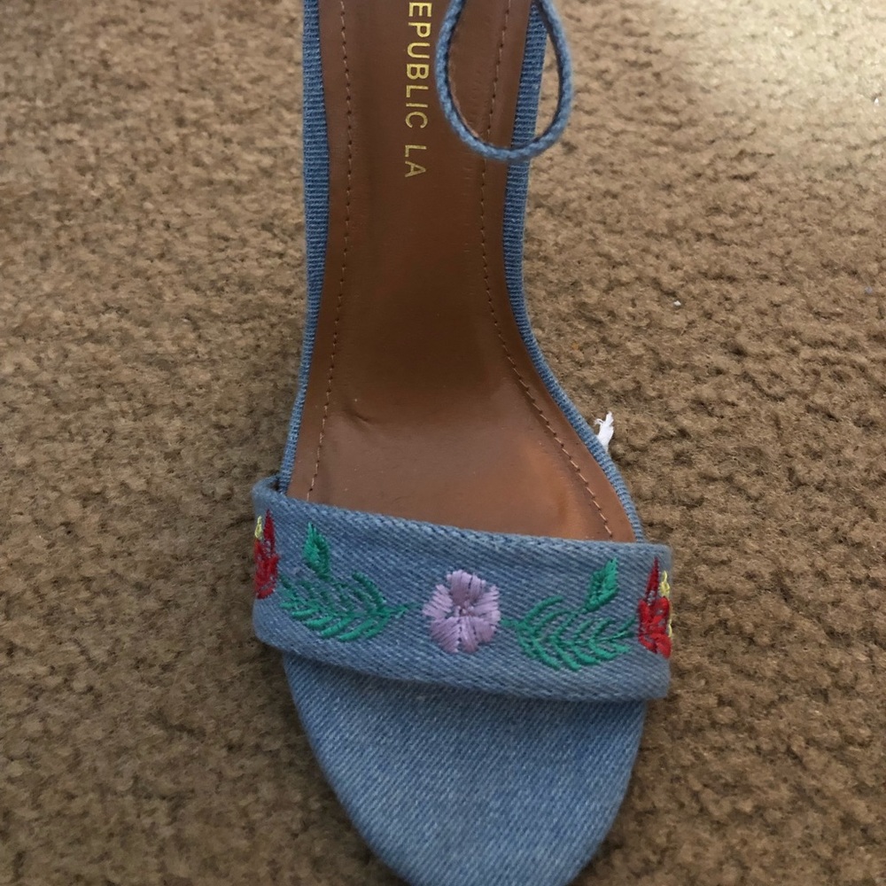Floral Denim Heels